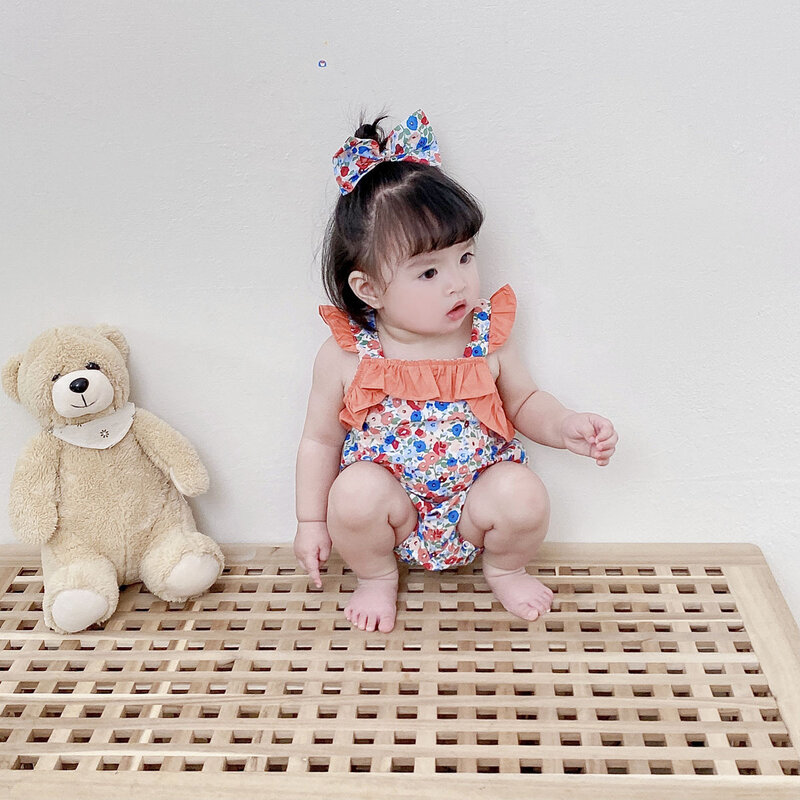Yg marca bebê roupas de uma peça coreano verão meninas saco peido roupas algodão puro floral rastejando roupas