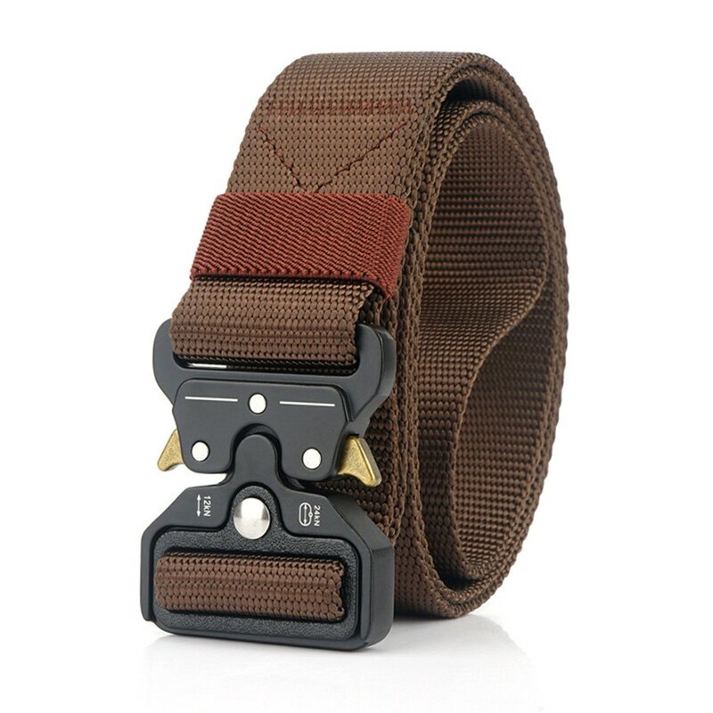 Cinturón con hebilla de Metal para hombre, cinturón de nailon con doble anillo, para exteriores, a la moda, nuevo