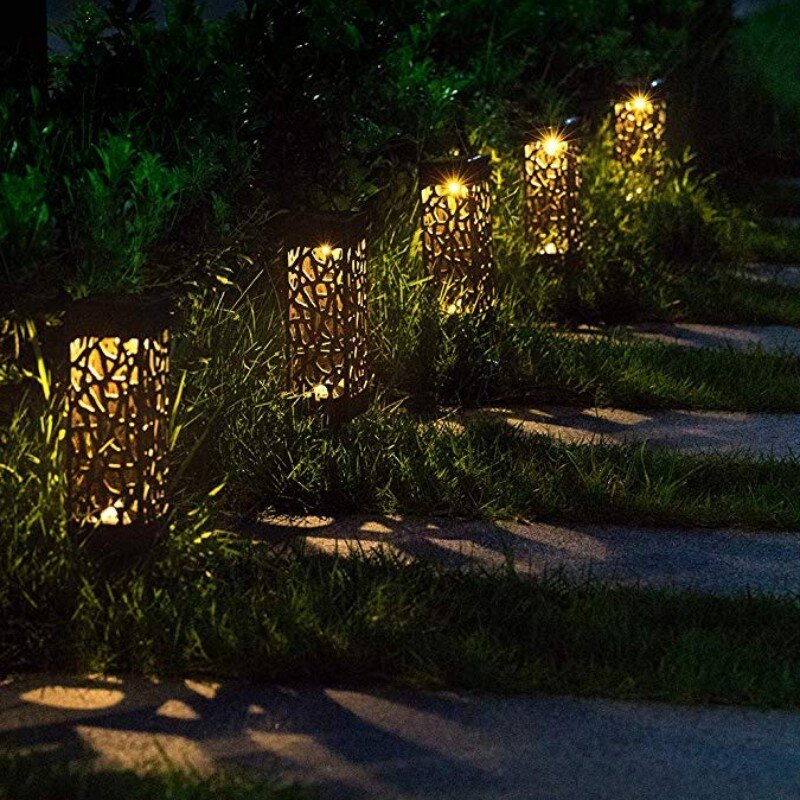 Luces LED solares para exteriores, iluminación de Camino para jardín, puerta delantera, luces solares brillantes para paisaje, lámpara de acera negra impermeable