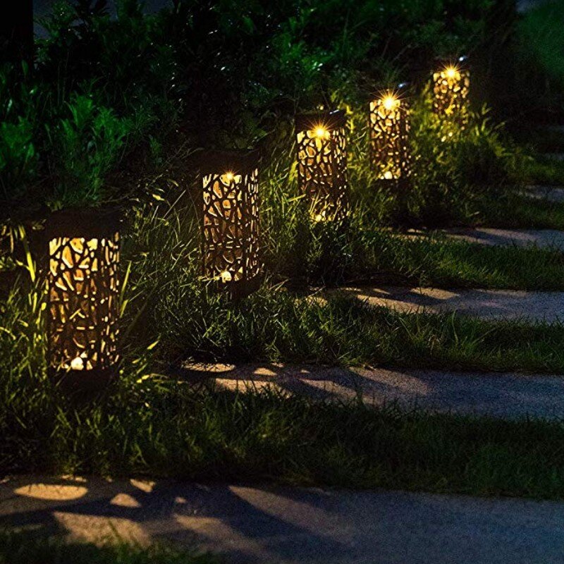 Luzes solares de led para áreas externas, para jardim, entrada dianteira, brilhante, paisagem, preto, à prova d'água, lâmpada de calçada