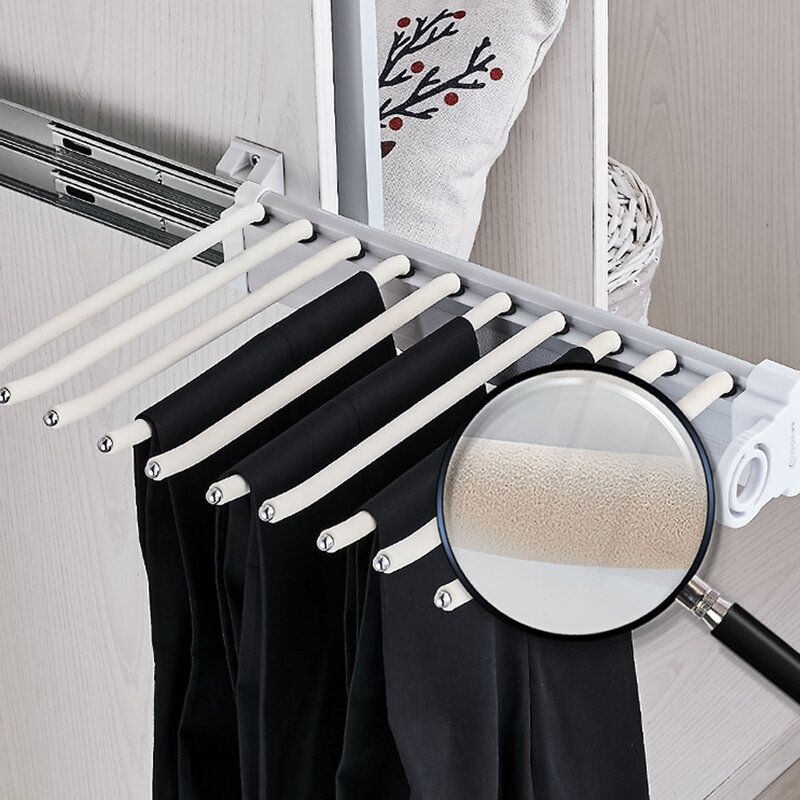 Trousers Rack Telescopic Pants Rack Pants Shelves  Trousers Hangers  Damping Double-row Cabinet Clothes Shelfs Thicken Hardware