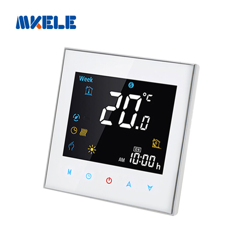 Wired Digital Smart Silber Haaransatz Thermostat für Wasser/Elektrische Boden Heizung, wasser/Gas Kessel mit APP Control MKBHT-3000