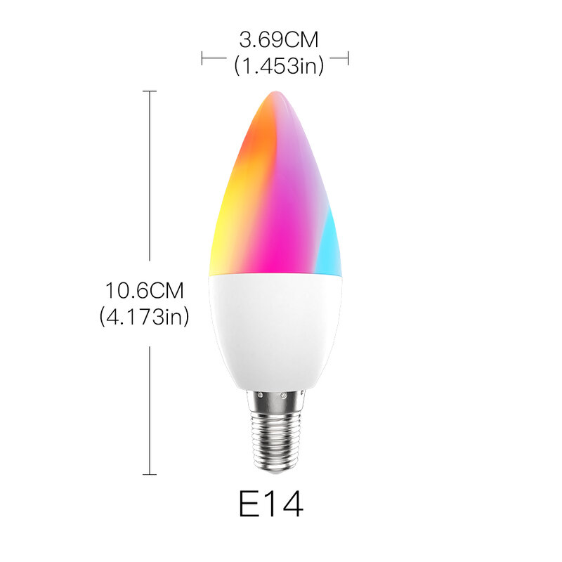 Ampoule LED connectée, RGB, 2700-6500K, C + W 4.5W, contrôle à distance via application Tuya Smart Life, fonctionne avec Alexa/Google Home