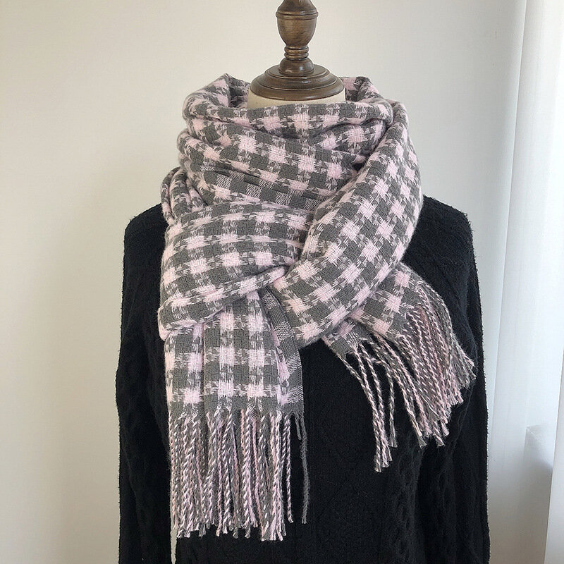 Роскошный плотный теплый зимний шарф, дизайнерские женские и мужские бриллиантовые женские шарфы с кисточками, вязаное женское одеяло из фуляра