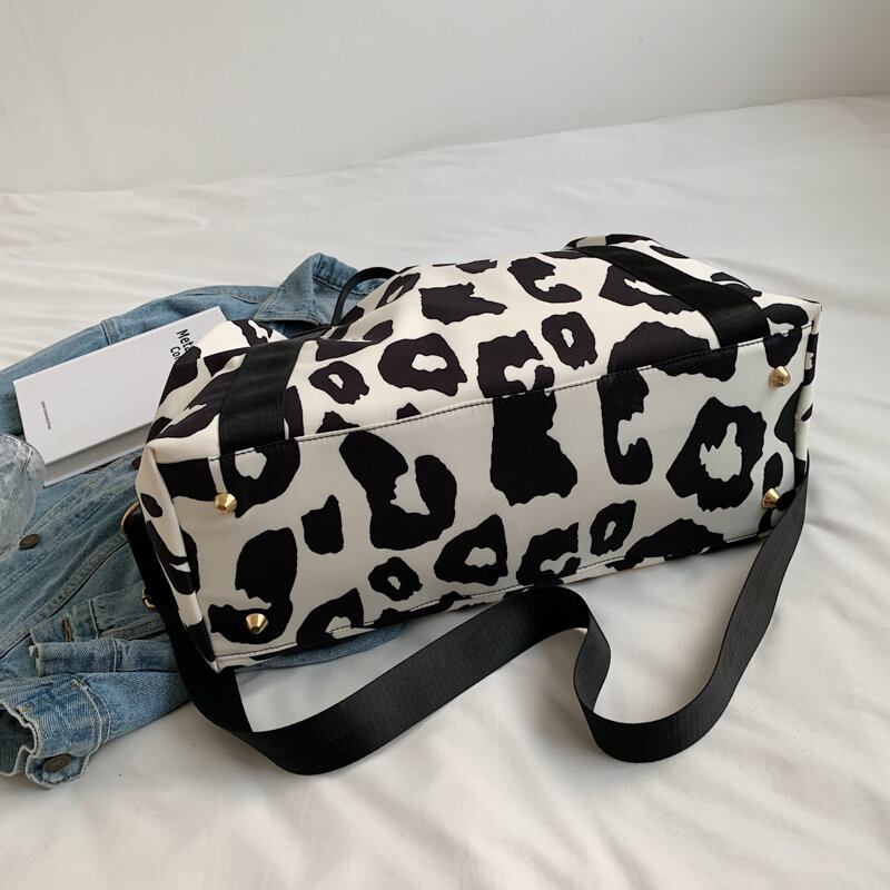 Yilian saco de viagem portátil grande capacidade leopard impressão bagagem carry-on esportes fitness moda viagem versátil