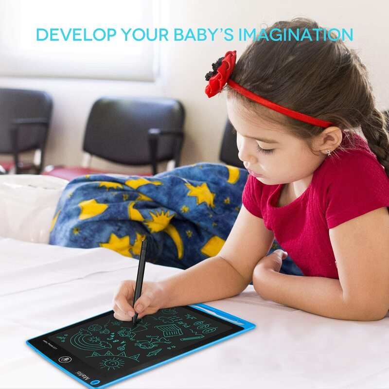 Mafiti Tablet Tulis LCD 8.5 Inci Alas Gambar Elektronik Hadiah Papan Doodle Portabel untuk Memo Kantor Anak-anak Papan Tulis Rumah Biru