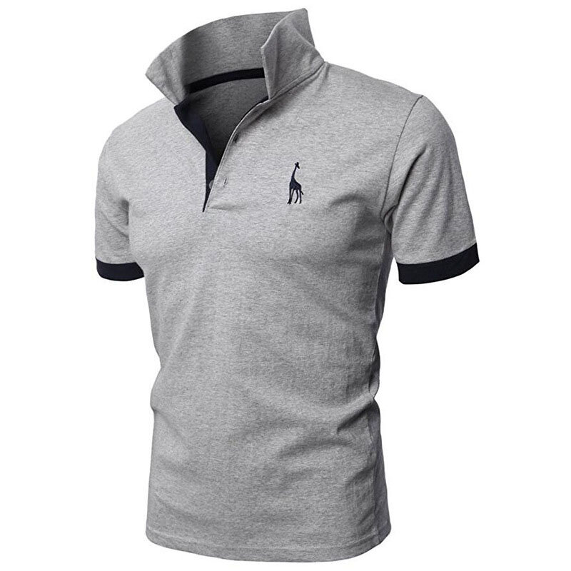 Camisa polo masculina casual de manga curta camisa polo masculina moda bordado de negócios roupas masculinas de verão fino