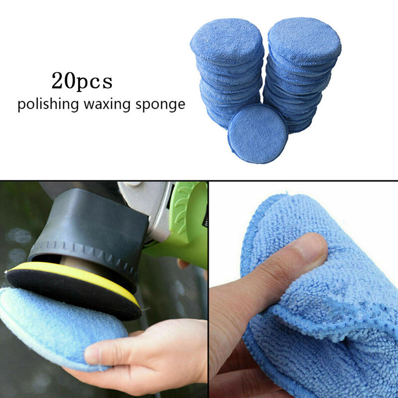 20Pcs 5inch Round Soft Microfiber Car Wax Applicator Pad Polishing Sponge Auto Care Dust Remove Detailing Cleaning Sponge