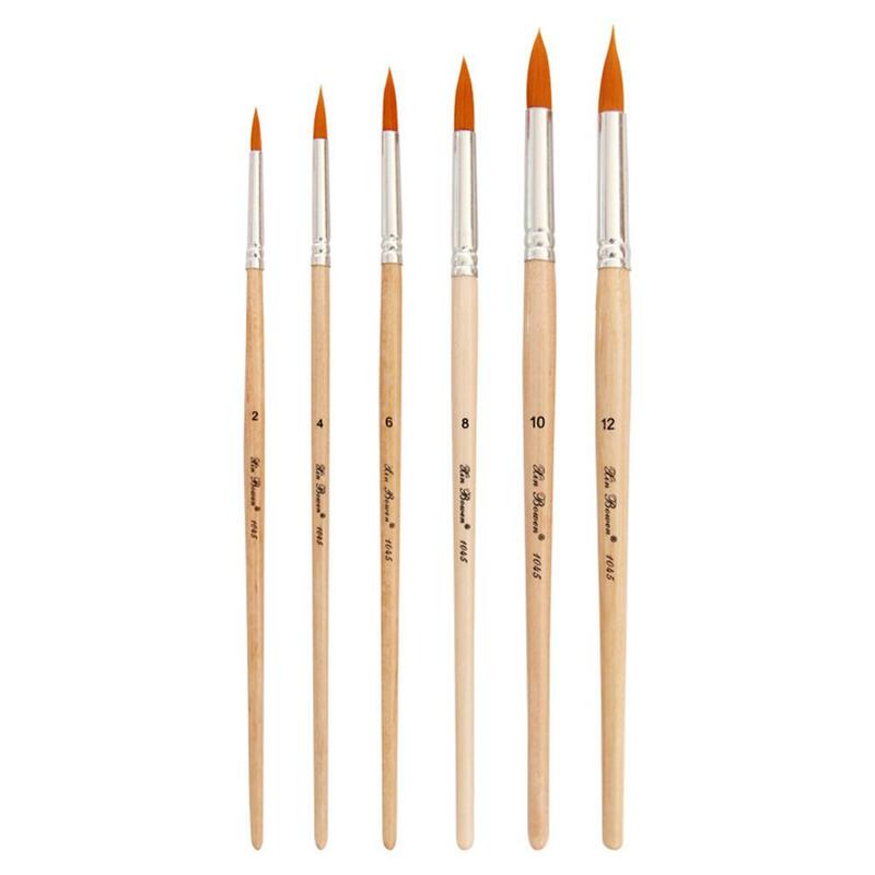 6 unids/set pincel para óleo tamaño diferente cepillos de pelo de Nylon para colorido agua pintura arte herramienta de pintura