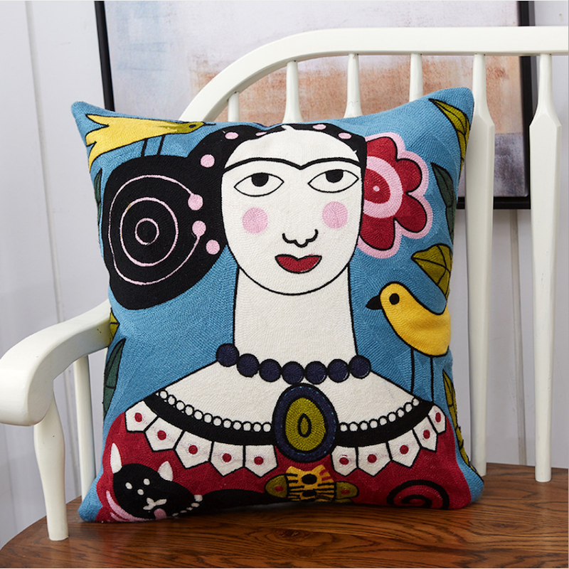 Dunxdeco-capa de almofada decorativa, fronha de almofada decorativa, pintura abstrata, cabeçote de algodão, bordado, cadeira para sofá