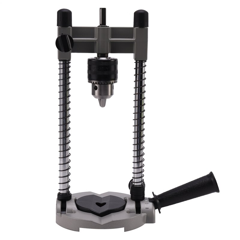 1 Pcs Multifunctional Drill Stand Adjustable 45-90° Angle Drill Guide Attachment, with Chuck Drill Holder Stand, for Electric Dr