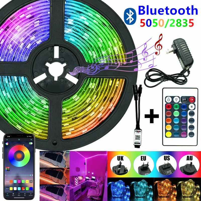 Strisce LED Bluetooth RGB 5050 2835 nastro flessibile a infrarossi lampada nastro con diodo DC 12V 5M 10M 20M 32.8ft decorazione domestica