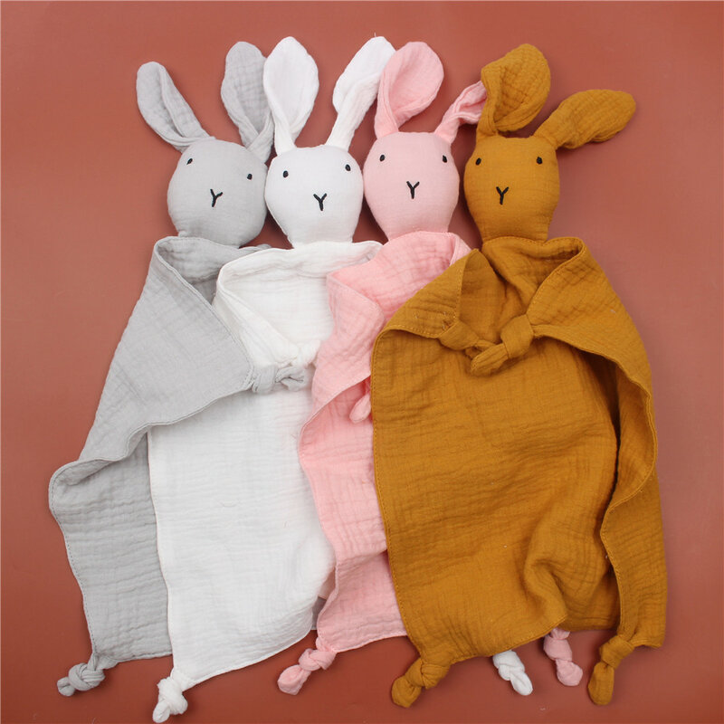 AY TescoNewborn-Mini edredón de algodón suave para bebé, muñeco de dormir para niños, conejo, calmar, toalla, babero