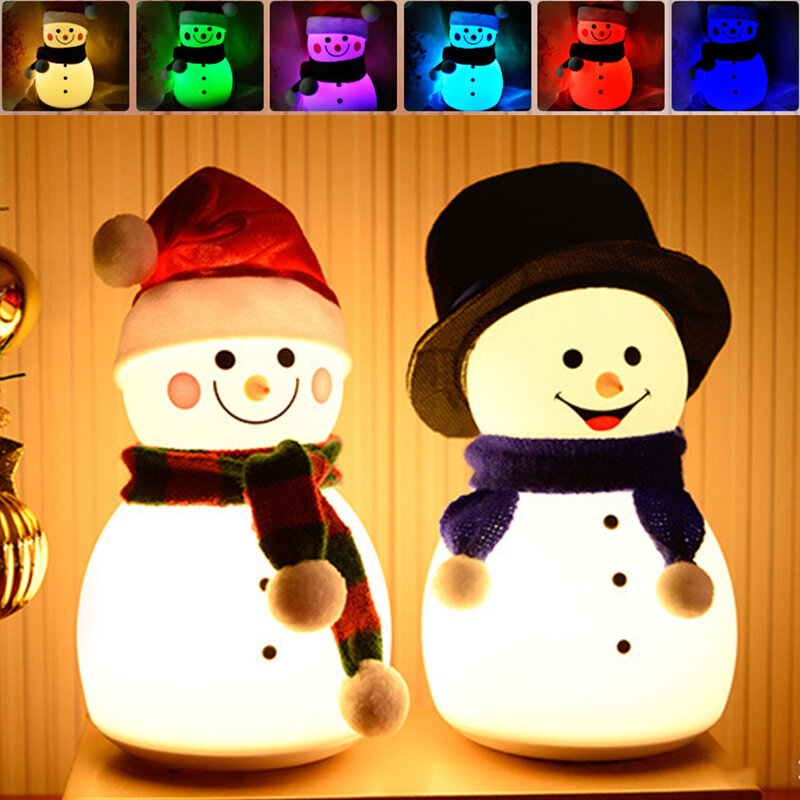 Snowman lampka nocna prezent świąteczny dla dzieci oświetlenie do zastosowań muzycznych dla dzieci lampka nocna LED Boy Girl przedstawia ozdoby świąteczne 2021