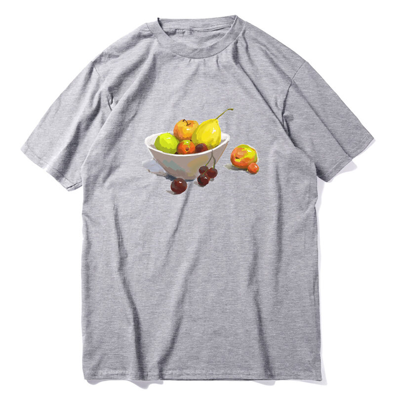 Jklpolq camisetas de algodão de tamanho grande, camisetas masculinas com estampa de arte do guache, gola engraçada, estilo de verão, camisetas femininas, tamanho único