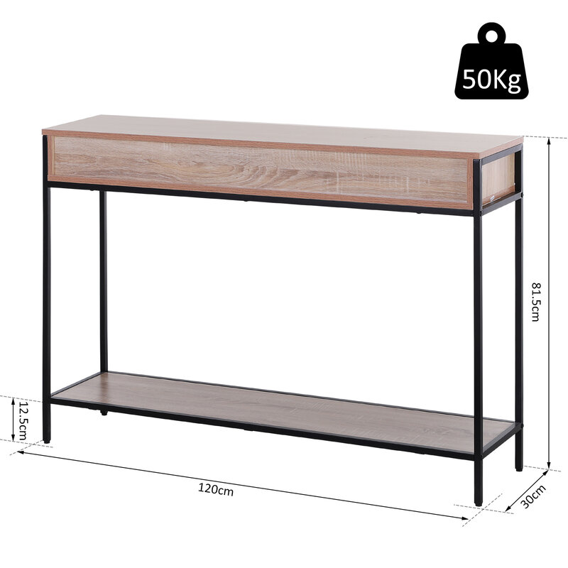 HOMCOM narrow receiver console narrow side table for entrance door 120x30x81.5cm Industrial style