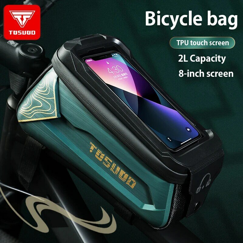TOSUOD borsa per bicicletta custodia per telefono TouchScreen da 6.0-8.0 pollici borsa da ciclismo impermeabile telaio per tubo anteriore superiore accessori per bici da strada MTB
