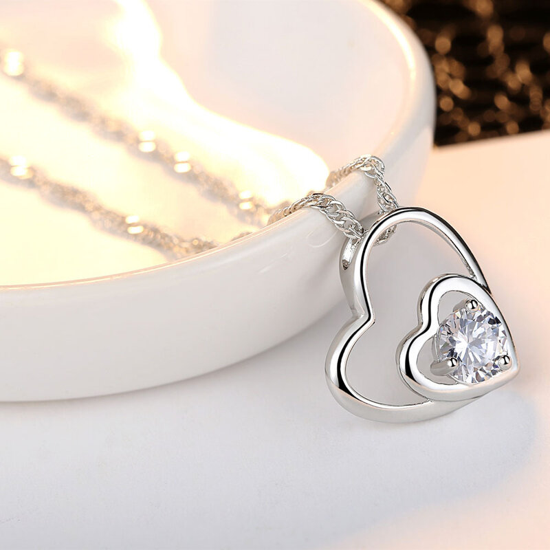 SODROV Sales with Free Shipping Clearance Sale Heart Jewelry Pendant Necklace for Women Silver Necklace