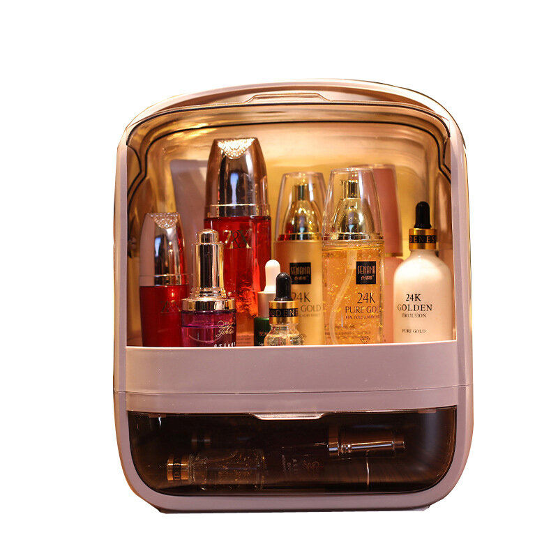 Caja de almacenamiento de cosméticos para escritorio, tocador a prueba de polvo para el cuidado de la piel, producto de almacenamiento, estilo Simple, 26x18x36cm