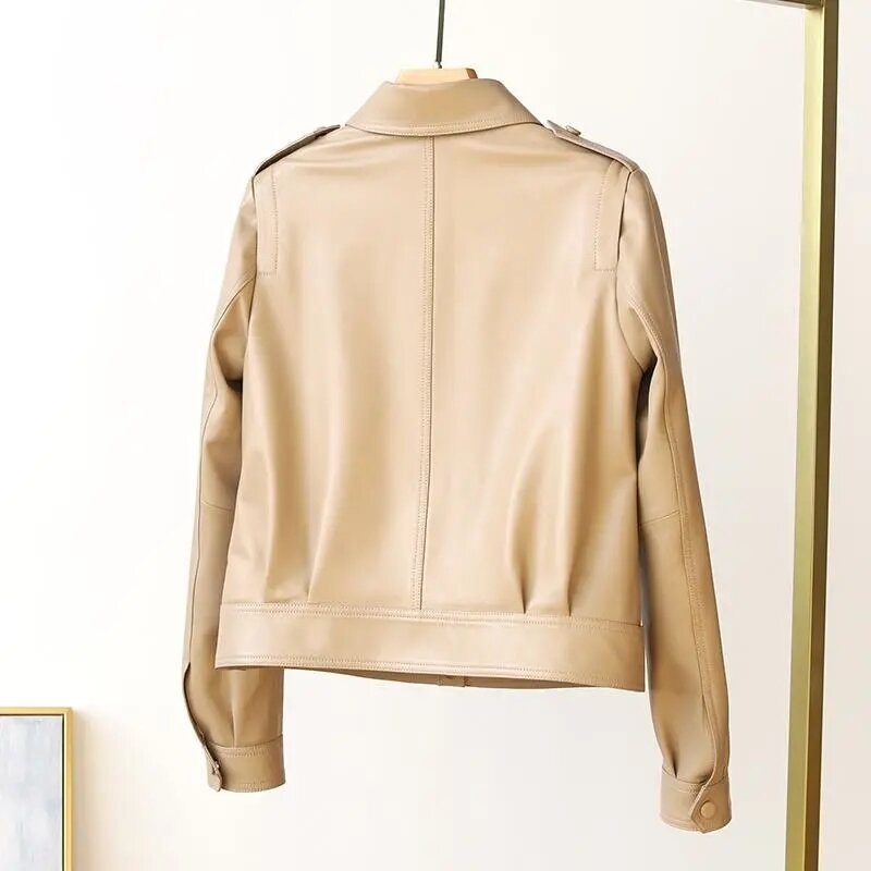New Spring Autumn Women Casual Turn-down Collar Buttons Imitation sheepskin Jacket Lady Slim Single Breasted Solid Short Coat