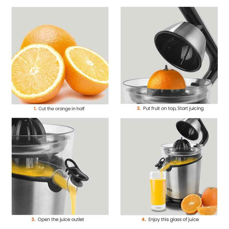 Miui planetech-espremedor de frutas cítricas 200w, em aço inoxidável, laranja e limão, conjunto elétrico, cabo de fundição em alumínio