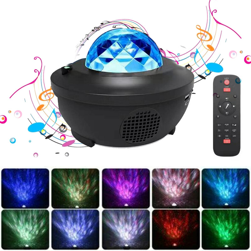 USB Powered Staryy Sky Projektor Bluetooth Musik Player Nacht Lampe mit Fernbedienung Ozean Welle Projektor für Kind Geschenk