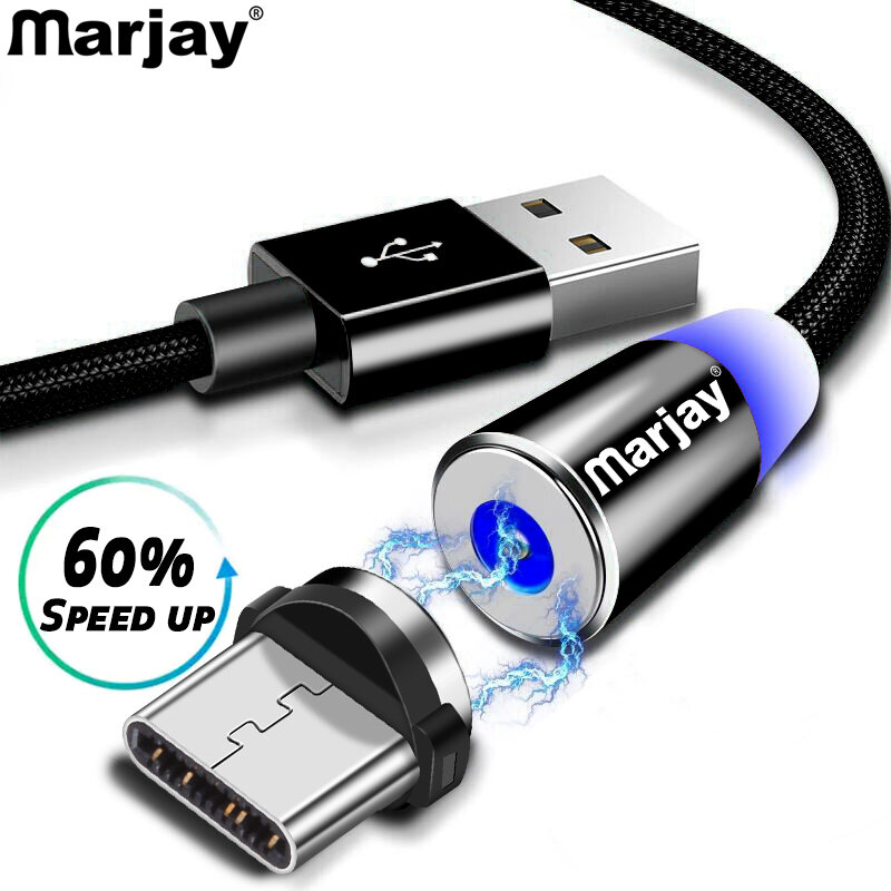 Marjay Magnetic Cable Fast Charge USB Type C Cable For Samsung S8 S9 S10 Plus Huawei P30 Pro Xiaomi mi9 mi8 Type-C Charger Cord