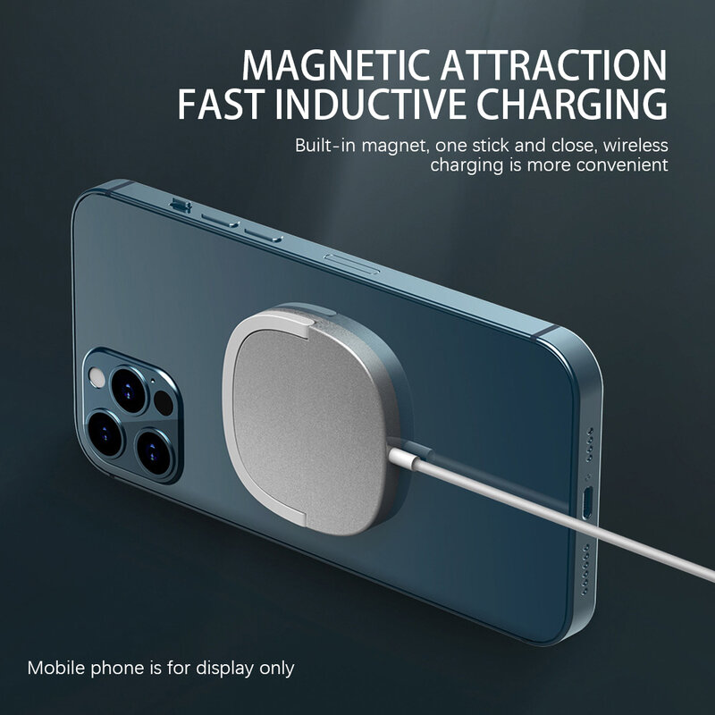 Chargeur sans fil magnétique 15W PD pour iPhone 12 Pro Max, Base de chargement rapide, un aimant USB C peut attacher un coussinet de charge
