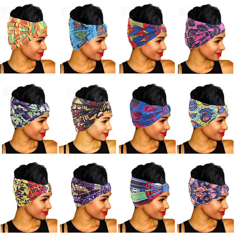 Africano impressão estiramento de algodão bandana para mulheres elástico headwear turbante cabeça cachecol senhoras bandagem cabeça envoltório cabelo acessórios