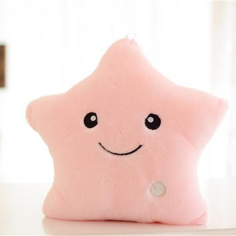 34cm Creative Toy Luminous Pillow Soft Stuffed Plush Glowing Colorful Stars Cushion Led Light Toys Gift For Kids Children Girls