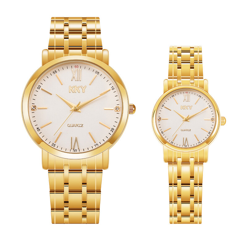 Reloj de pulsera de cuarzo para hombre y mujer, cronógrafo de negocios a la moda, color dorado, 2021