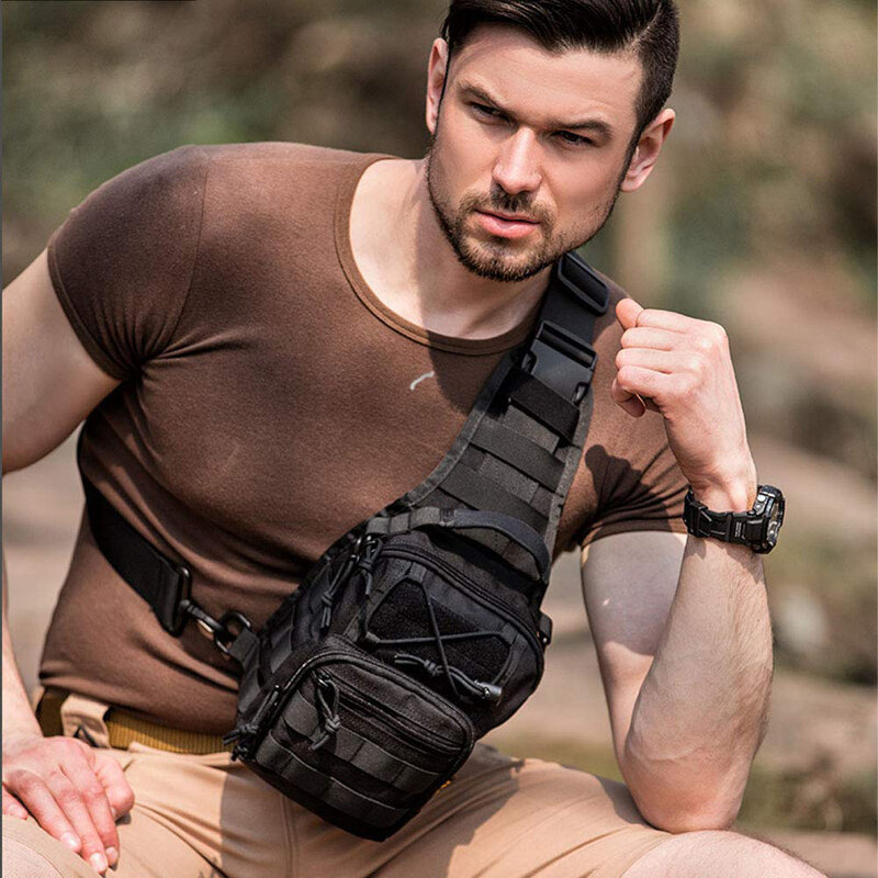 Tactical Molle Shoulder Bag Military Sling Bag Outdoor Chest Crossbody Shoulder Bag Trekking Hunting Messenger Pack