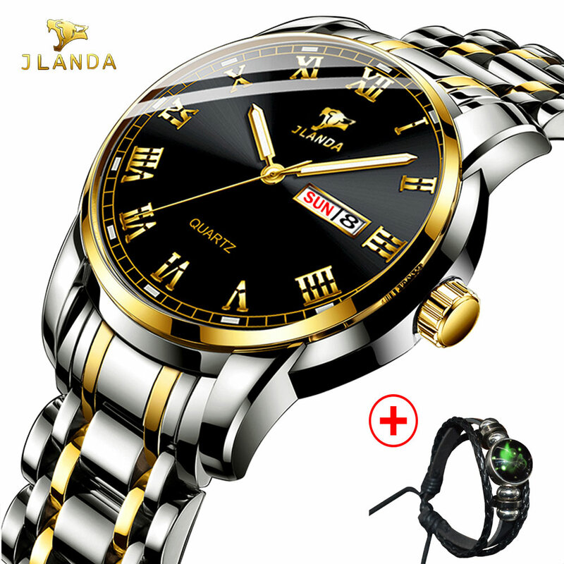 Relógio de pulso à prova dwaterproof água relógio de pulso luminoso relógios de aço inoxidável marca topo de luxo