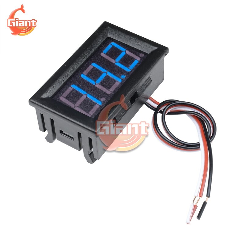 Panel de pantalla Digital LED de 0,56 pulgadas, voltímetro, 3 cables, 0-100V, voltímetro de CC, rojo, azul, verde, 0,56 pulgadas