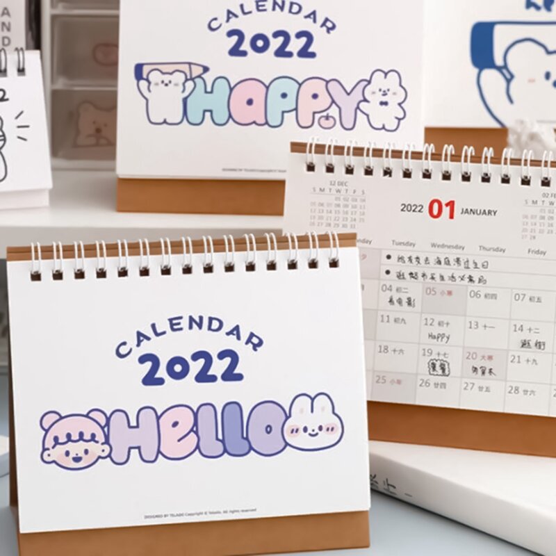 Calendrier de l'année du tigre 2022, petit dessin animé créatif Simple et mignon, calendrier de Table, planificateur, fournitures scolaires de bureau
