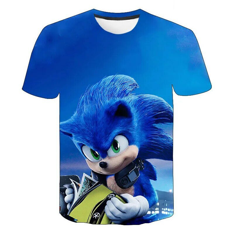 Chłopcy Cartoon Sonic T Shirt jeż Sonic t-shirt 3D wydrukowane bluzki chłopcy Streetwear ubrania dla nastolatek dzieci topy 2020 lato