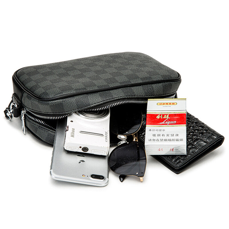 Vicunaのポロブランドデザインメンズクラッチ財布大容量チェック柄デザインクラッチハンドバッグカードホルダー財布ドロップシッピング