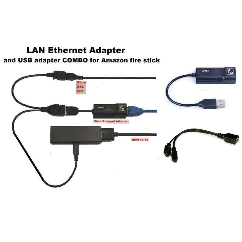 Adaptador Ethernet LAN reductor de búfer USB 2,0 a RJ45 para Fire TV 3 / TV Stick Gen 2, convertidor de tarjeta de red, usb Lan, Plug + Play
