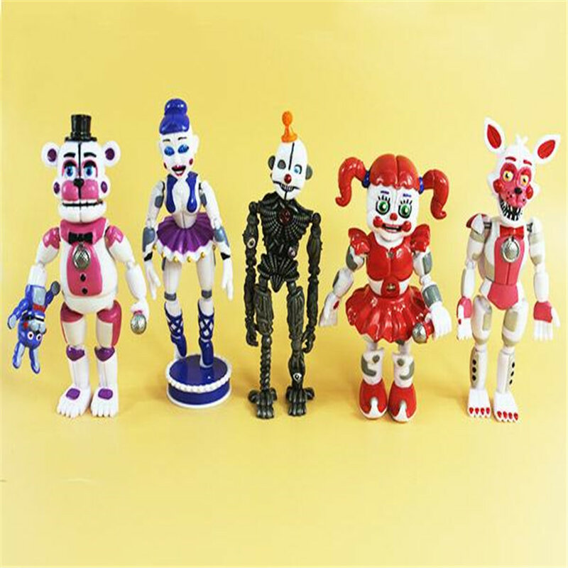 Penjualan Laris 5 Buah/Set Mainan Action Figure Fnaf Girls Bonnie Bear Foxy Pvc Model Hadiah Anak-anak Anime Lucu Lima Malam Di Freddy