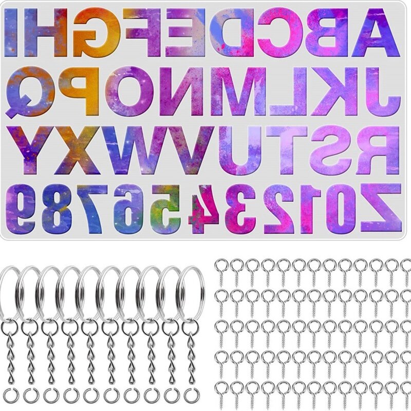 DIYตัวอักษรเรซิ่นแม่พิมพ์จำนวนพวงกุญแจจี้ซิลิโคนแม่พิมพ์งานฝีมือทำด้วยมือเครื่องประดับเ...