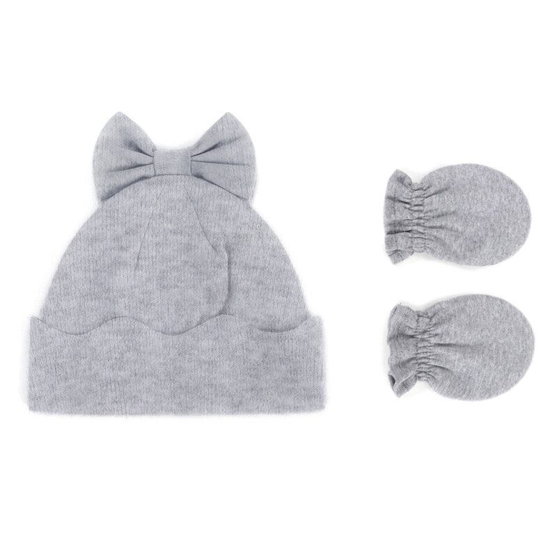 Conjunto de gorro y guantes de algodón para bebé, gorros de punto gruesos de doble capa, suaves y respetuosos con la piel, regalo de vacaciones