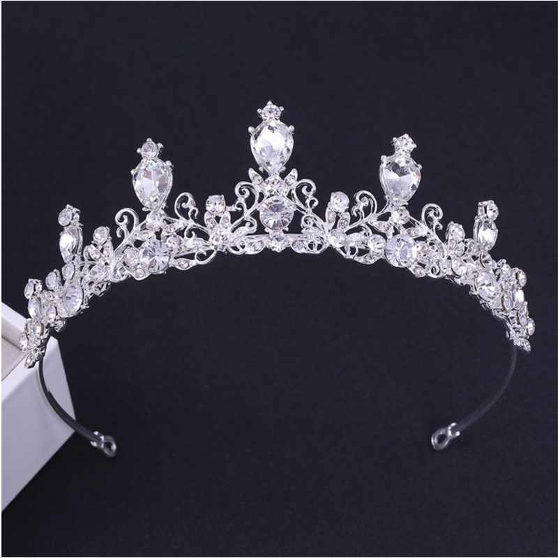 Corona de flores con diamantes de imitación para mujer y niña, tocado de novia, diadema, diadema, corona de boda de cristal de oro rosa
