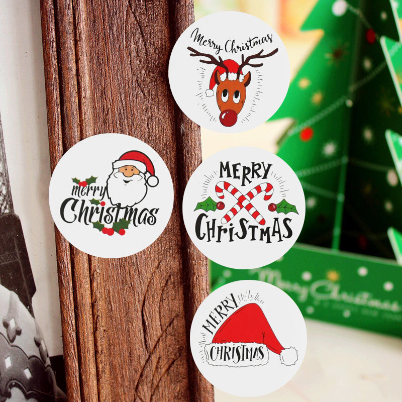120Pcs Merry Christmas Stickers DIY Stationery Album Sticker Decorative Santa Deer Packaging Seals Labels