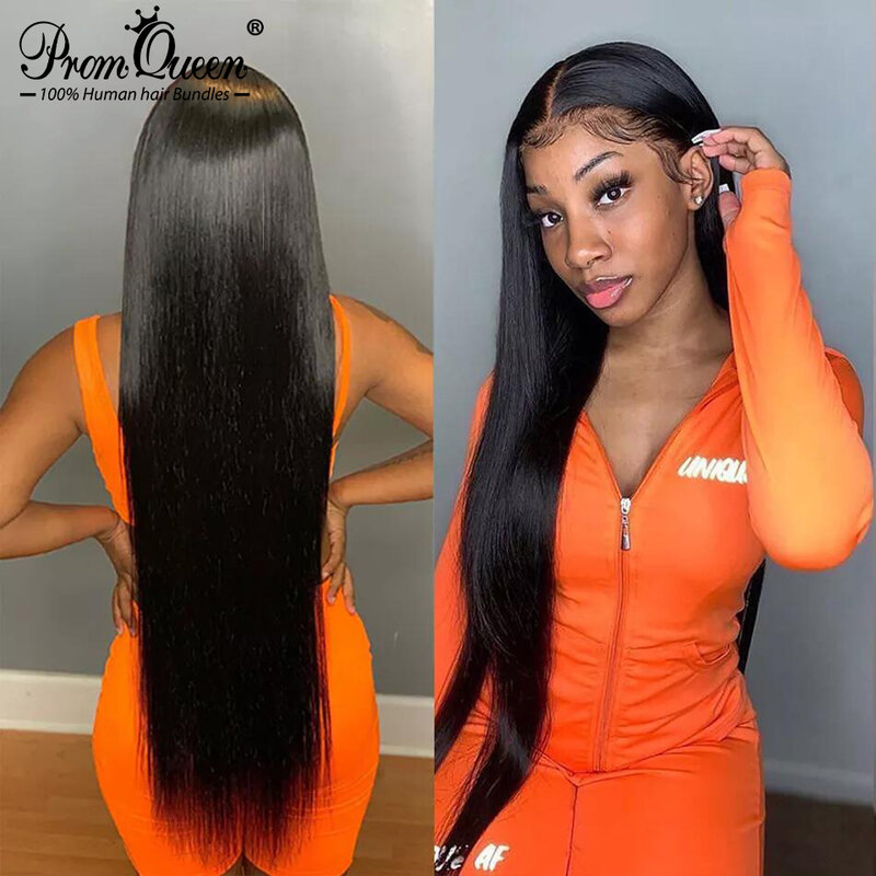 26 28 30 32 Inches 4x4 Straight Human Hair Lace Closure Wigs BrazilianTransparent Remy Human Hair Lace Wig for Women 250 Density