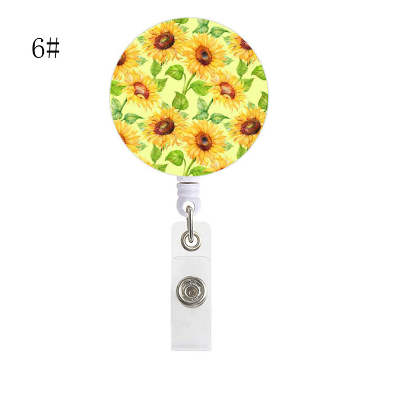 Neue Stil Nette Sunflower Form Versenkbare Krankenschwester Abzeichen Reel Clip Abzeichen Halter Studenten Arzt Id Karte Halter