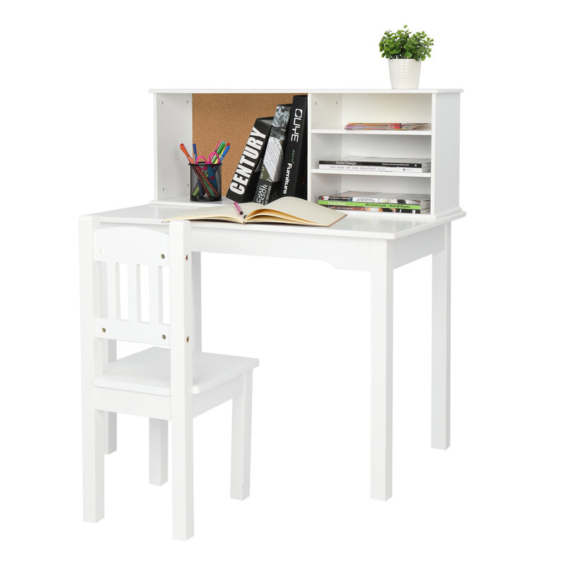 【UEA READY STOCK】Painted Student Table and Chair Set A, White, 5-layer Desktop, Multifunctional (80*50*88.5cm)