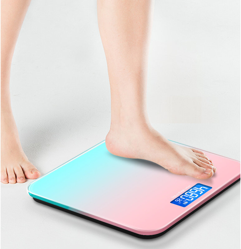 Escala digital do assoalho da escala do banheiro da cor dos gradientes 180kg peso corporal o vidro esperto conduzido balança o equilíbrio eletrônico da escala do corpo