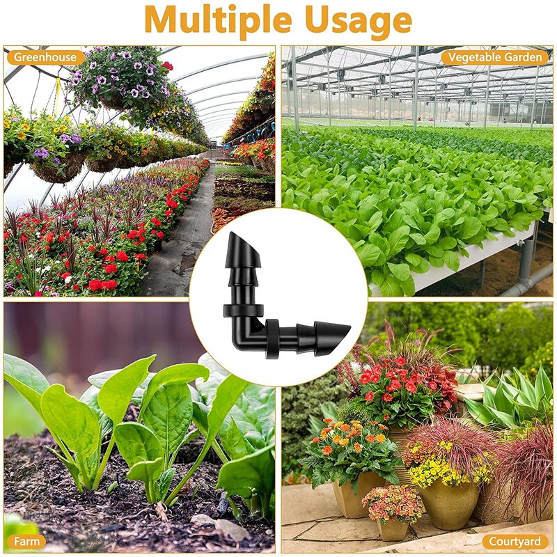 20/50 Pcs 1/4 Inch Barbed Elbow Drip Irrigation Fittings Barbed Drip Irrigation Connectors Fits Irrigation Elbow for Drip System