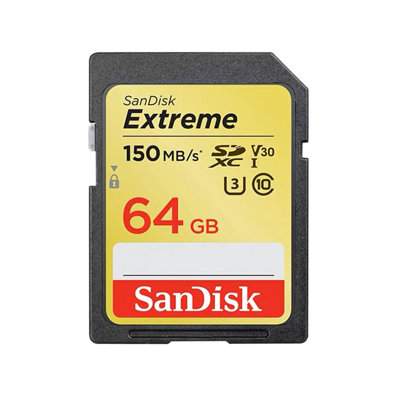 SanDisk-tarjeta de memoria SD Extreme SDHC/SDXC 4K UHD 64GB 150 MB/S Class10 U3 V30, tarjeta Flash de alta velocidad para cámara SDSDXV6