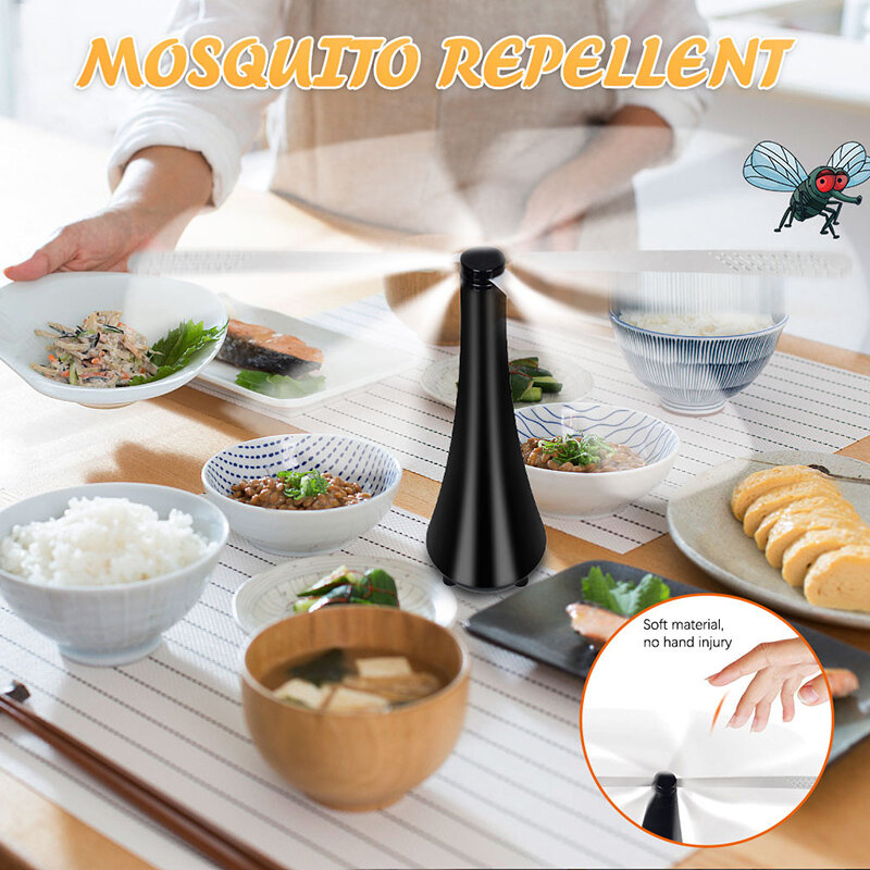Leque repelente de moscas para cozinha, portátil, ar livre, protetor de alimentos, remove insetos de outros alimentos, ventilador de mesa